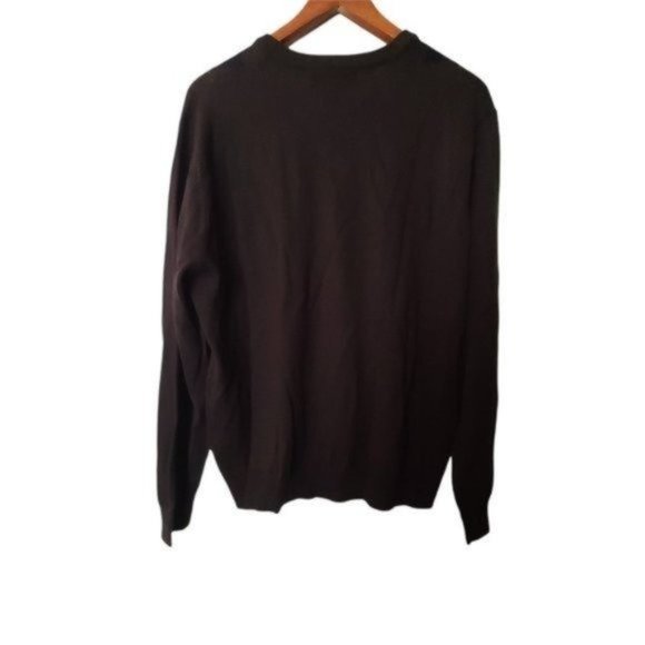 Linea Rosso Lightweight‎ Merino Wool Blend Sweater Argyle Brown L Large V-Neck - Picture 7 of 9